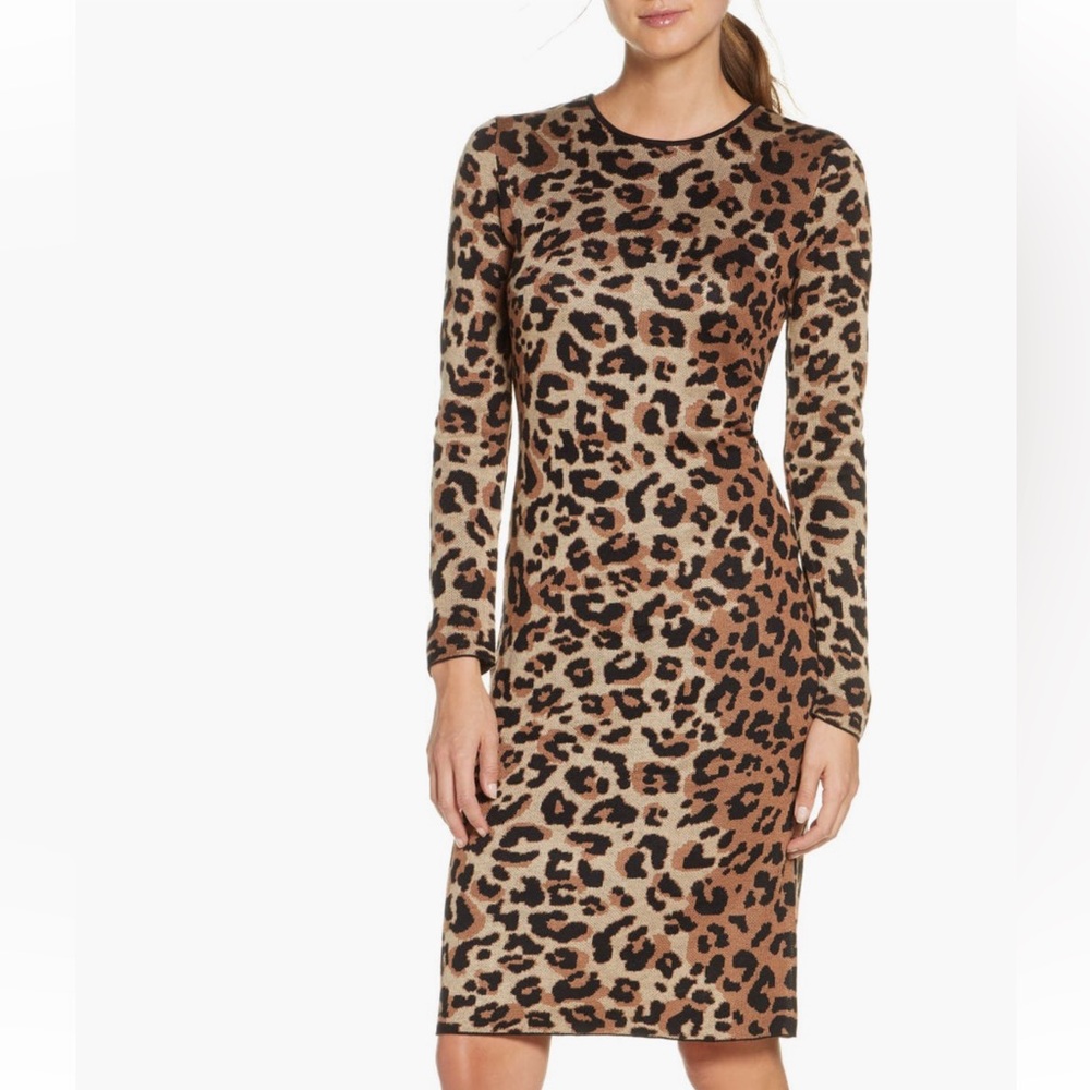Vince Camuto Animal Pattern Sweater Dress